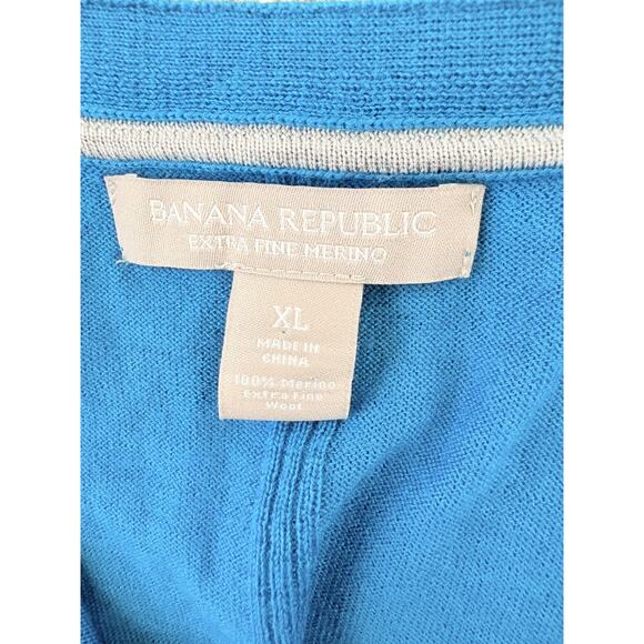 Banana Republic Merino Extra Fine Wool Blue Long Sleeve Sweater Size X-Large - Picture 2 of 4